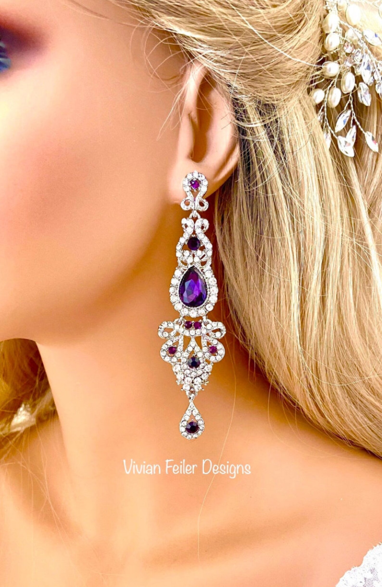 Blue pageant earrings Clearance