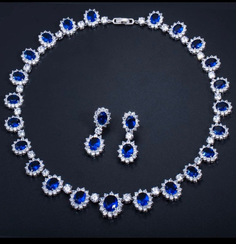 BLUE Wedding Jewelry Set Sapphire Blue Bridal NECKLACE and Etsy India