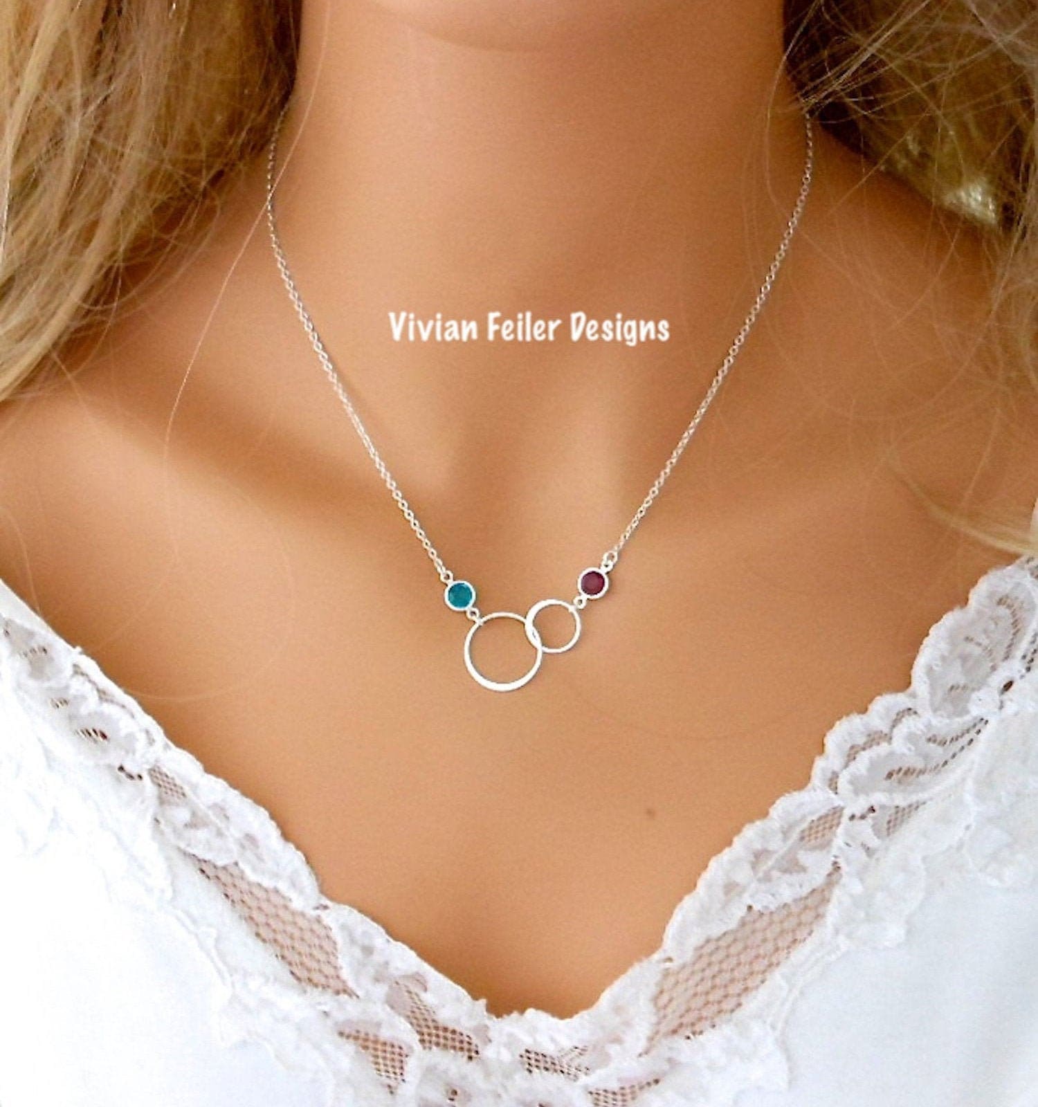 Birthstone Motherhood Knot Necklace (large version) - D&O Celtic Jewelry