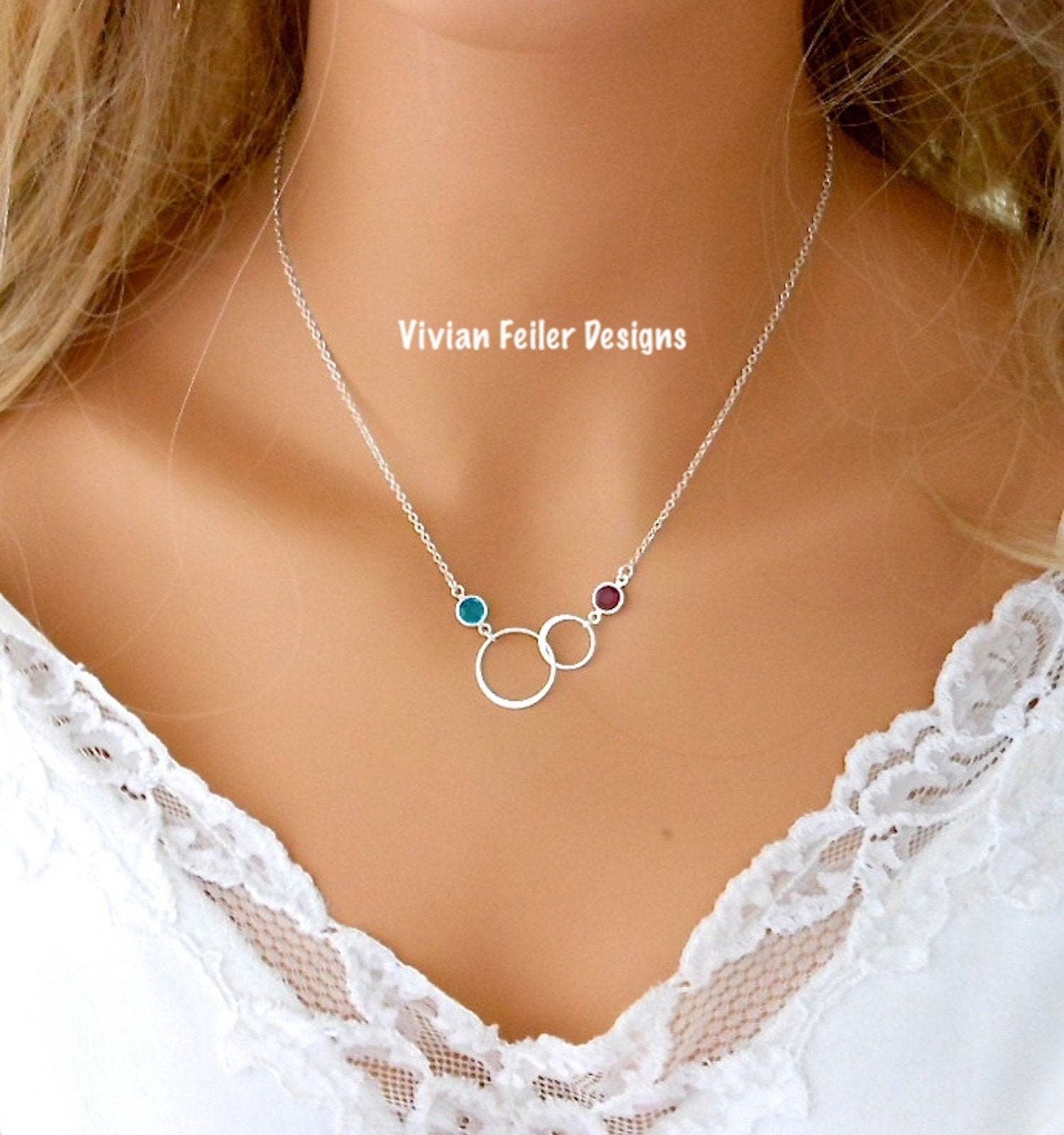 Mom and daughter birthstone necklace deals