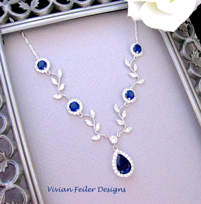 blue sapphire wedding necklace