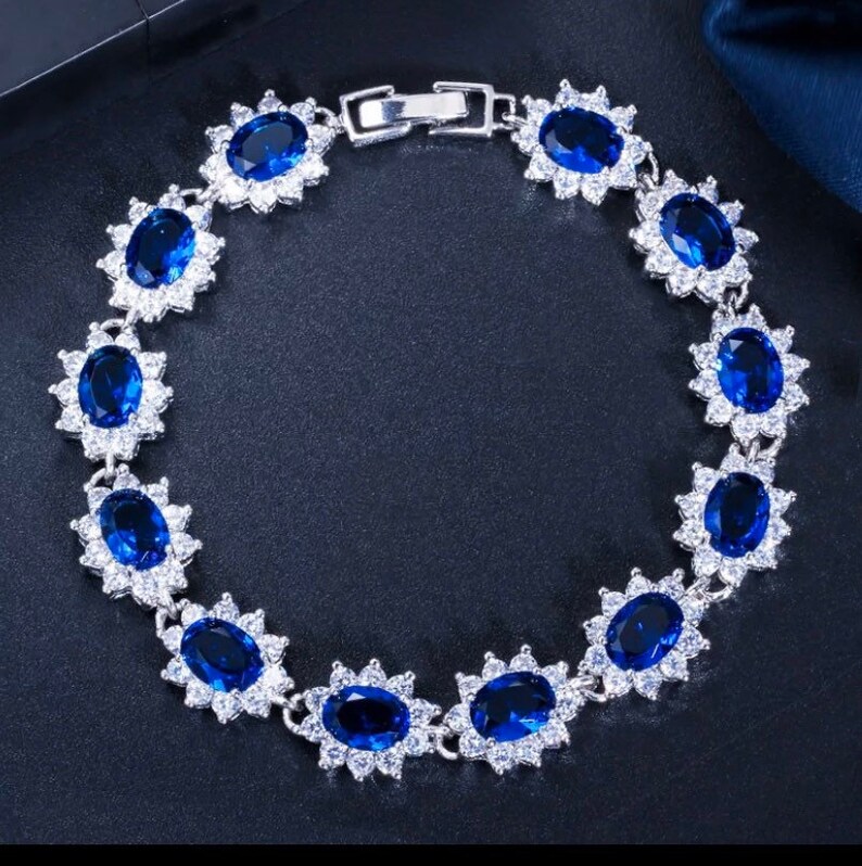 BLUE Wedding Jewelry Set Sapphire Blue Bridal NECKLACE and Etsy