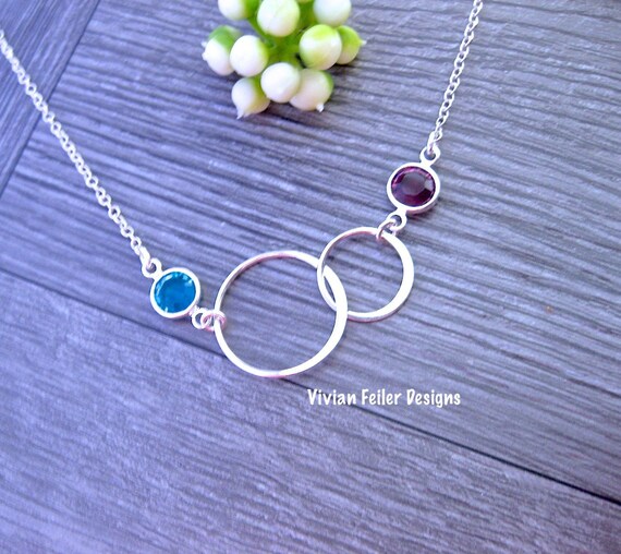 MOTHER DAUGHTER NECKLACE W/birthstones 