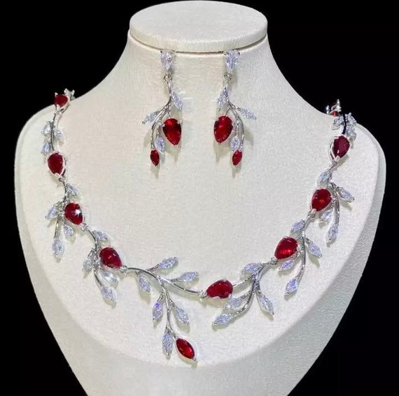 Silver Sapphire Necklace & Earring Set - Lovisa