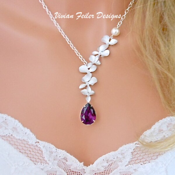 Bijoux de mariage violet améthyste prune orchidée collier perle bijoux de mariée demoiselle d'honneur cadeau bijoux de mariage
