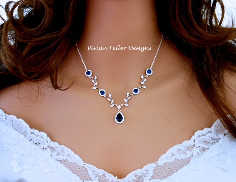 blue sapphire wedding necklace