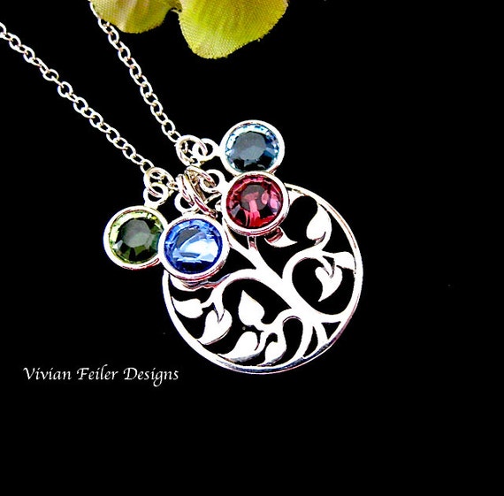 FAMILY TREE Necklace BIRTHSTONE 