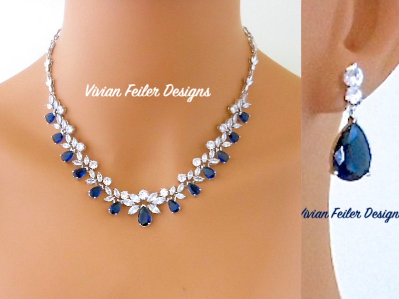 Sapphire wedding necklace outlet