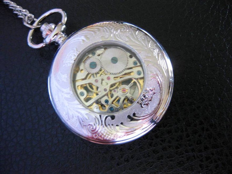 SKELETON Pocket Watch Necklace VICTORIAN Filigree Lace Etsy