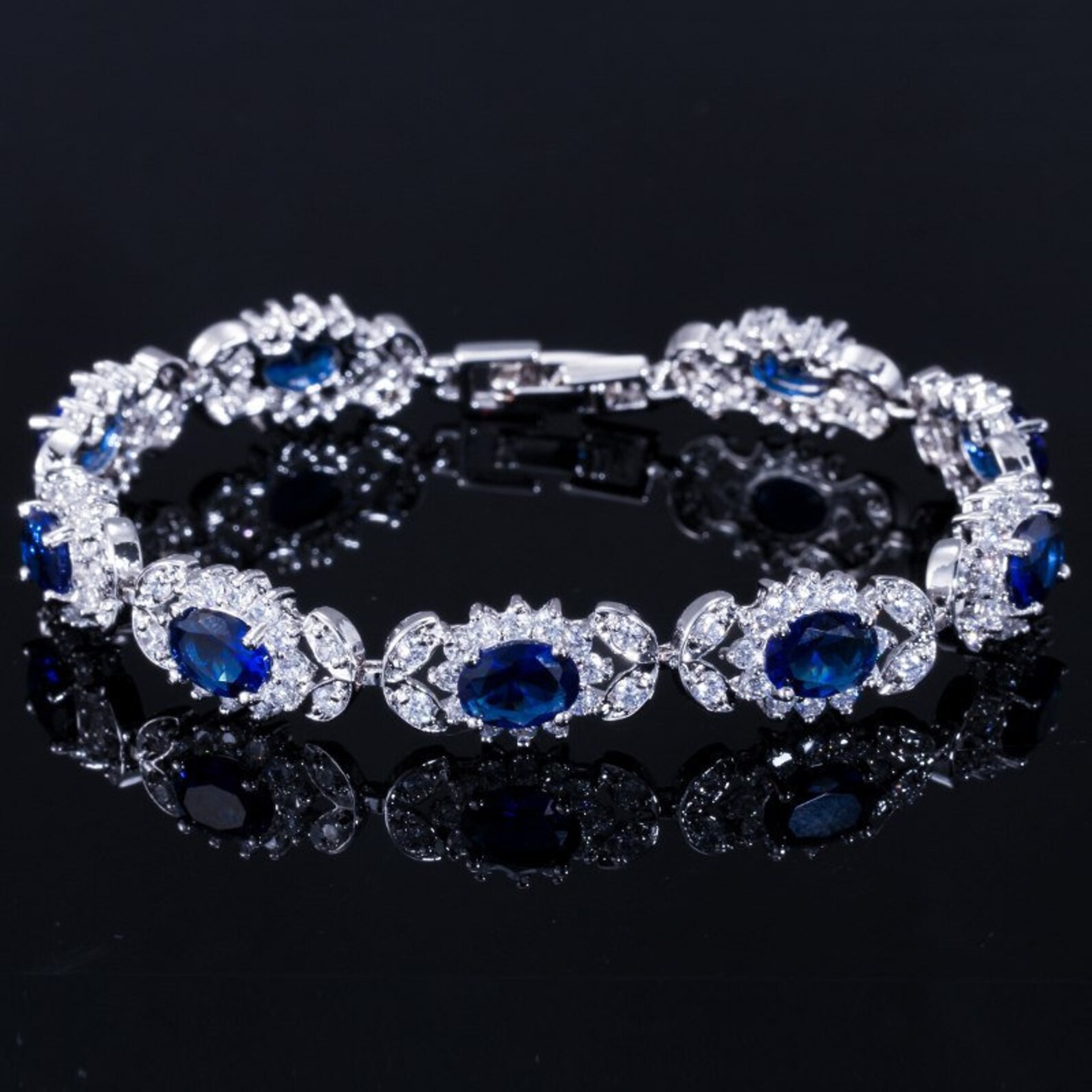 Sapphire Blue Wedding Jewelry Set Bridal NECKLACE and EARRINGS - Etsy