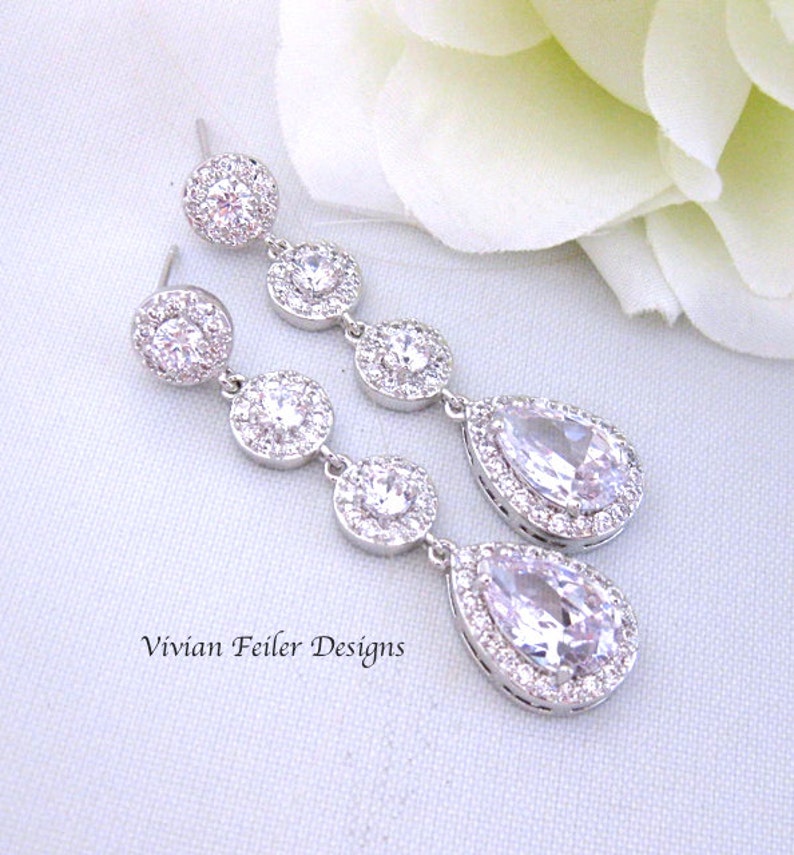 BRIDAL Earrings, WEDDING Earrings, HALO Silver, Gold, Rose Gold BRIDAL Earrings, WEDDING Earrings, HALO Silver, Gold, Rose Gold