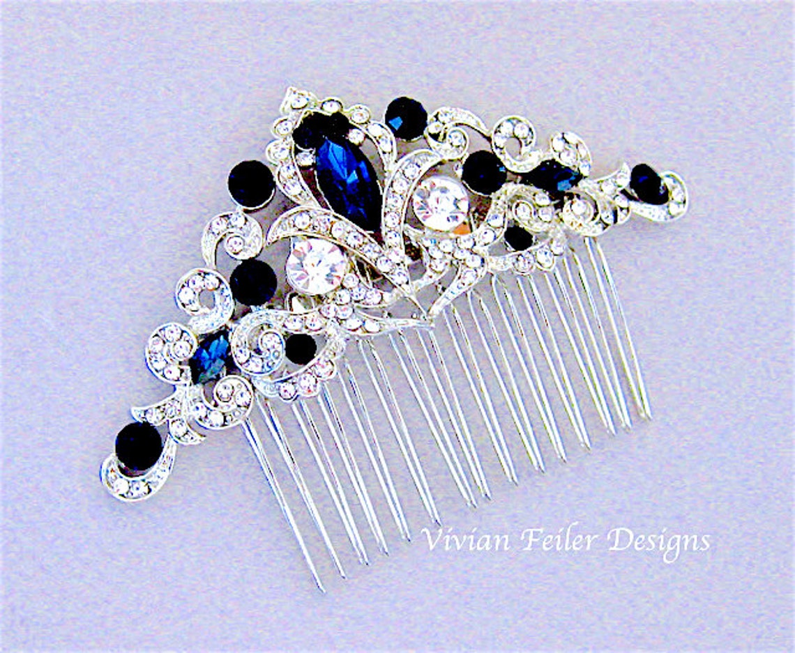 Bridal Hair Comb SAPPHIRE BLUE Wedding Hair Piece Prom Pageant Etsy