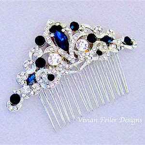 Bridal Hair Comb SAPPHIRE BLUE Wedding Hair Piece Prom Pageant Bridesmaid