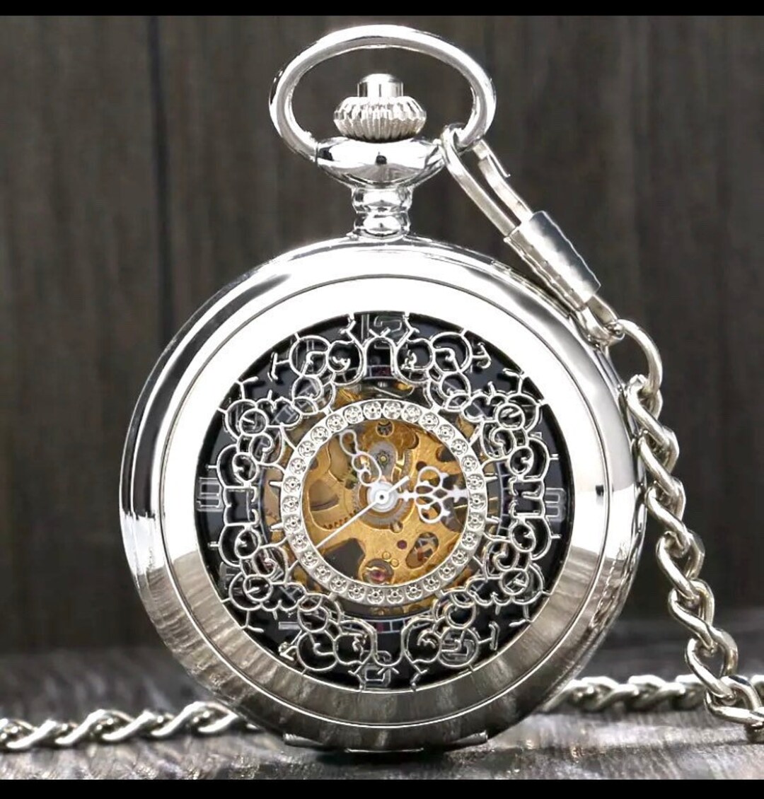 SKELETON Pocket Watch Necklace VICTORIAN Filigree Lace Etsy