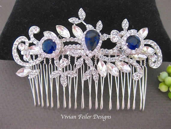 WEDDING Hair Piece Bridal VINE SAPPHIRE Blue or Red Emerald Green