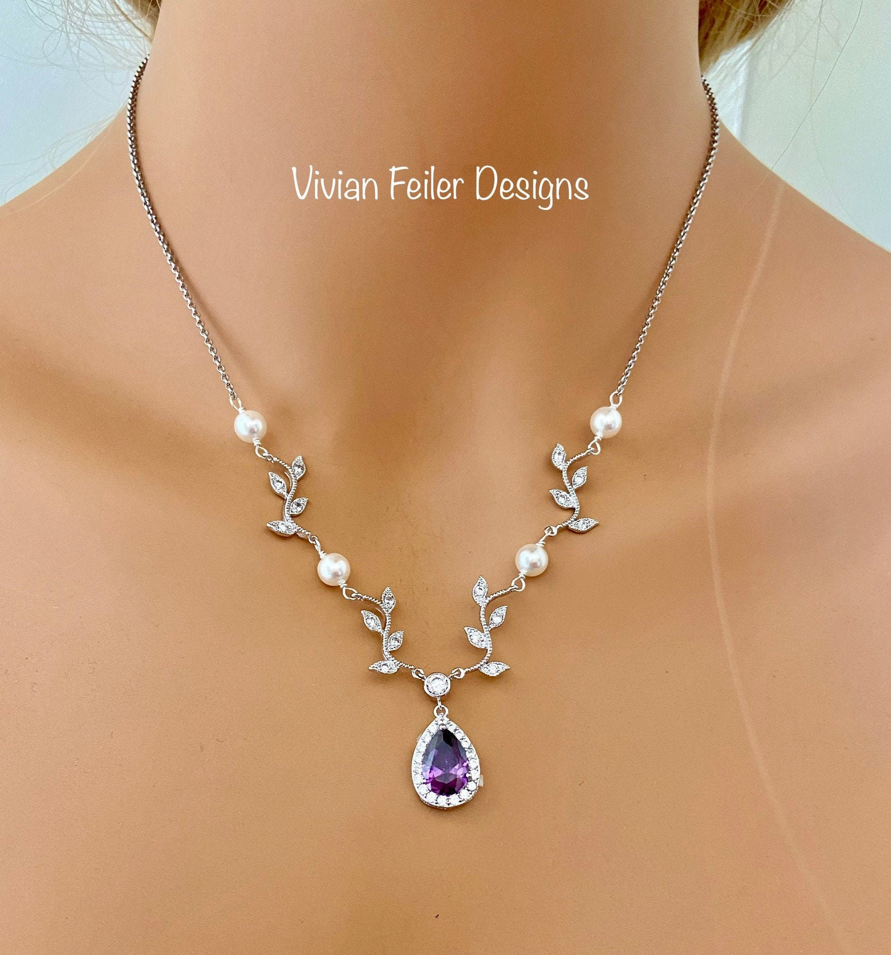 Wedding Necklace PURPLE Bridal VINE 