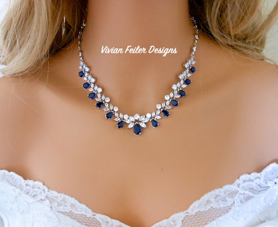 Buy Royal Blue Bridal Jewelry Set Wedding Necklace Earrings Bracelet SET  Bridal Drop Earrings Sapphire Blue Wedding Jewelry Bridal Necklace SET  Online in India - Etsy