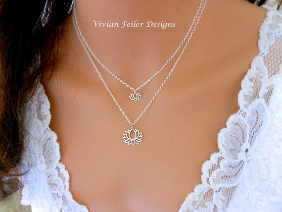 Buy Mother Daughter Necklace Set 2 Necklaces LOTUS Dainty Minimal