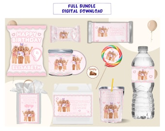 Roblox Birthday Party Favors - chip bag, candy bar, water bottle, lollipop, rice krispy, treat bag - Printable Digital File