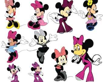 Bundle Svg Disney Minnie Mouse Png Eps Pdf, conception de chemise Minnie Disney, magique Disney Girl couper des fichiers, téléchargement immédiat