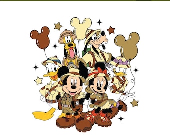 Safari Mouse SVG,PDF, PNG, Mickey and friends safari standing characters, Themed Centerpieces, Instant Download, Mickey Mouse Safari