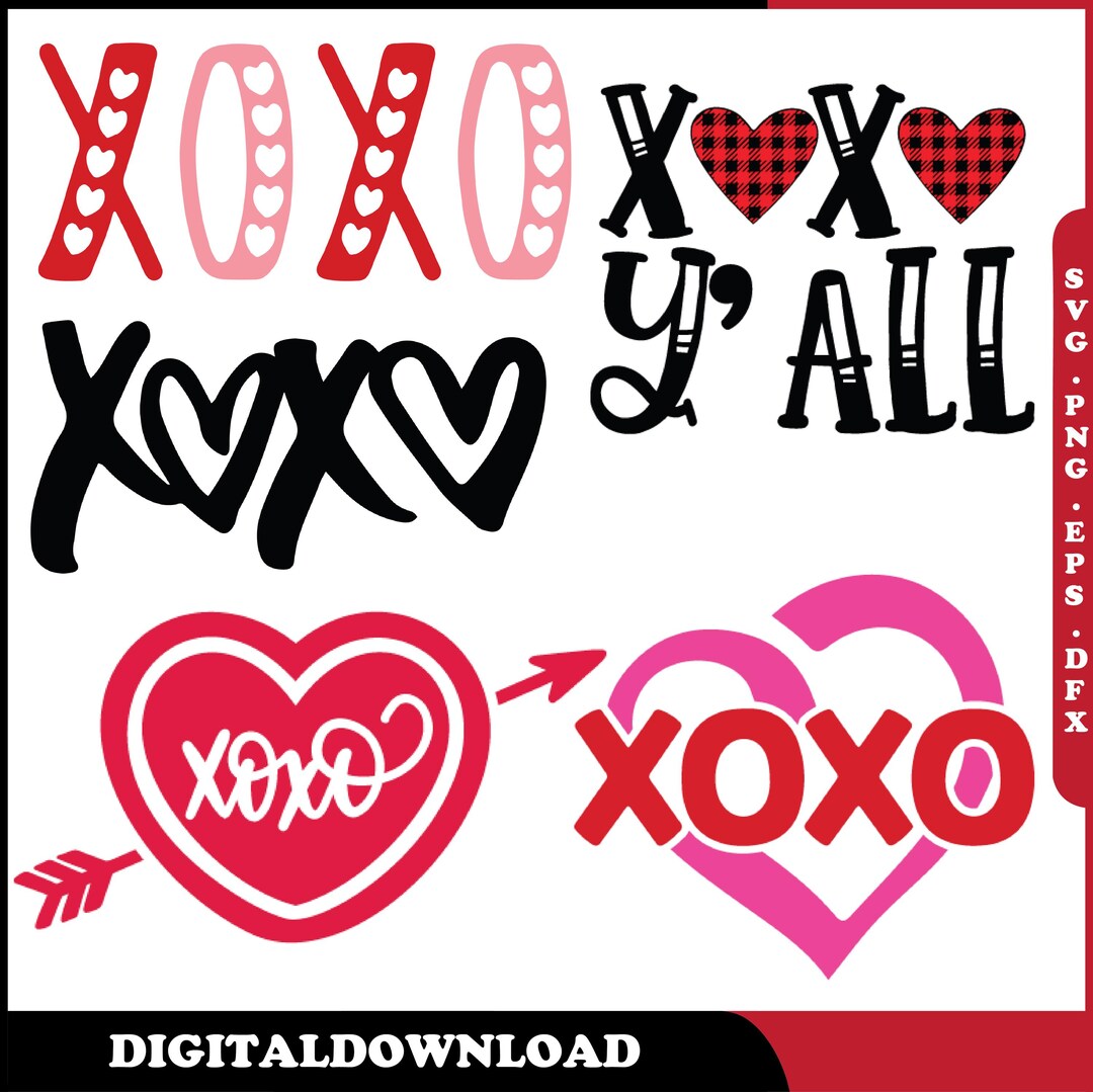 XOXO SVG Bundle | Valentine Typography SVG | Love Quote Designs ...