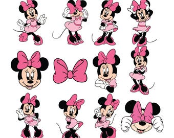 Pink Mouse Svg Png Bundle, Bow Dots Pink, Mouse Polkadots Svg, Birthday Svg, Mouse Birthday Svg, Retro Mouse Svg, Classic Mouse, Dot Bow Svg