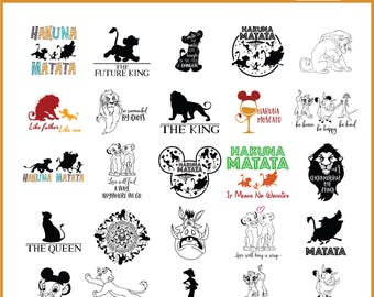 Lion King SVG PNG Bundle | Hakuna Matata Clipart | Simba Mufasa Timon Pumbaa SVG | Cartoon Movie Cricut Silhouette Digital Download