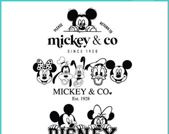 Mickey and Co SVG Bundle, Mickey Mouse Minnie Mouse Goofy Donald Daisy Pluto Clipart, Vintage Cartoon PNG, Classic Disney Family Cricut