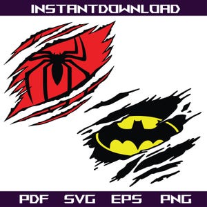 Superhero SVG Bundle | Hero Spider Ripped Logo PNG | Comic Hero Shirt Cricut Cut Files | Digital Download