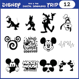 Mickey Mouse and Friends SVG Bundle, Pluto Goofy Cartoon Clipart,vTrip Family Vacation PNG, Cute Quote Friends Forever Design, Cricut Files