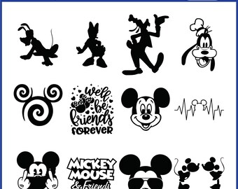 Mickey Mouse and Friends SVG Bundle, Pluto Goofy Cartoon Clipart,vTrip Family Vacation PNG, Cute Quote Friends Forever Design, Cricut Files