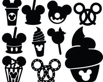 Disney Snack Svg Bundle Png Eps Pdf, Mickey Treats Silhouette Clipart, Disney Food Icons Cut Files, Magical Vacation Digital Download
