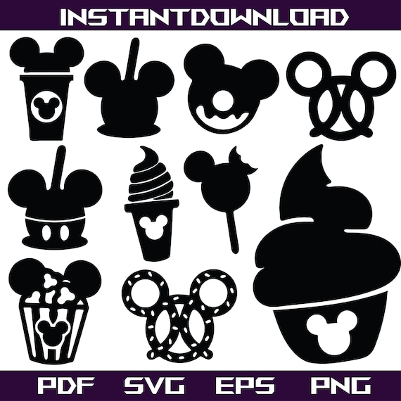 Disney Snack Svg Bundle Png Eps Pdf, Mickey Treats Silhouette