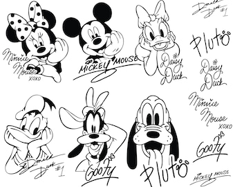 Disney Character Svg Bundle Png Eps Pdf, Mickey Minnie Daisy Donald Pluto Goofy Clipart, Cartoon Face Svg Digital Download