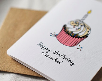 Happy Birthday Cupcake- Blank Card