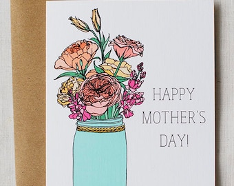 Mother's Day Card- Floral Mason Jar
