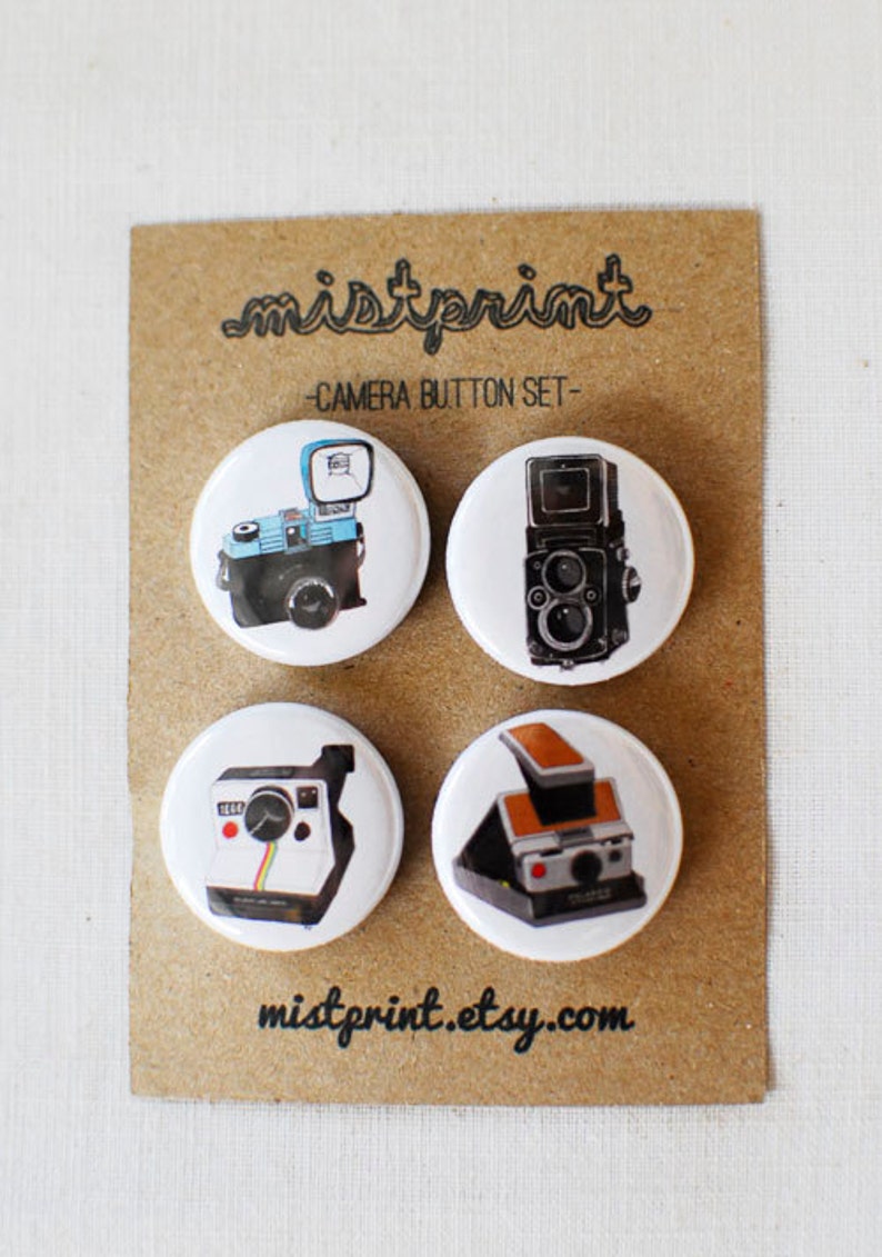 Camera Pin Button Camera Pinback Buttons- Set of 4 - Etsy