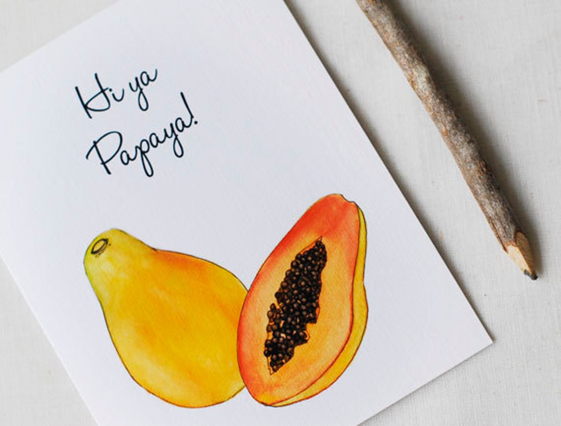 Hi Ya Papaya Blank Card Etsy