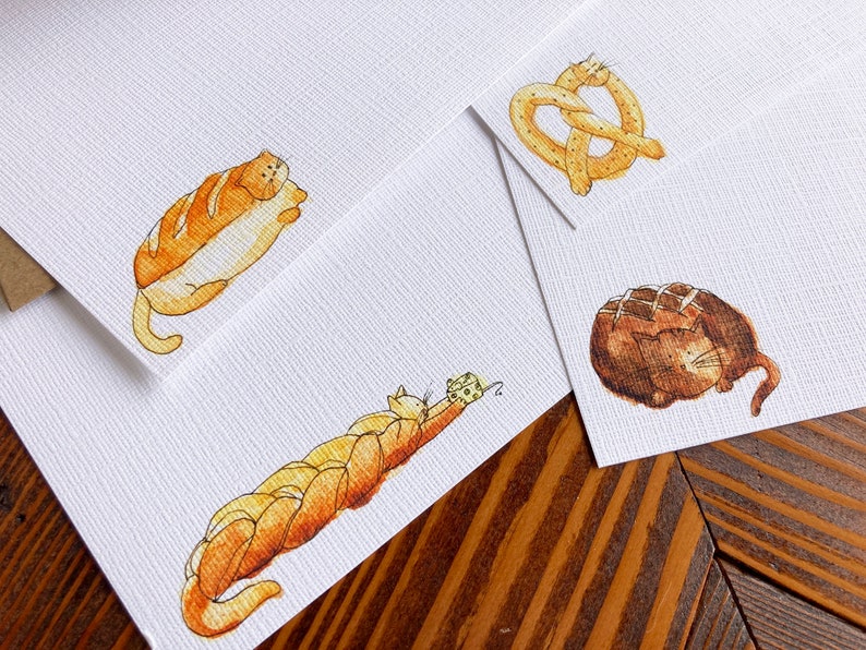 Neko Pan Cat bread Flat Note Cards Series 1 Set of 8 image 2