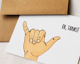 Shaka "Eh, Tanks!" Thank You Card