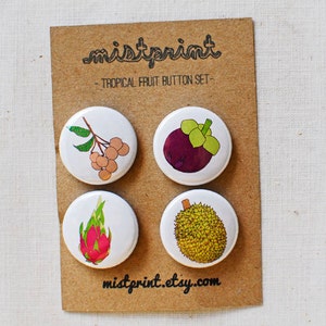 Botões de Frutas Tropicais - Conjunto de 4