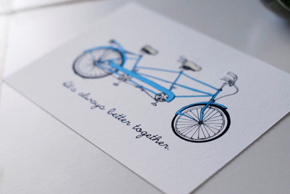 Tandem Bike 5x7 Print It's Always Better Together | Etsy
