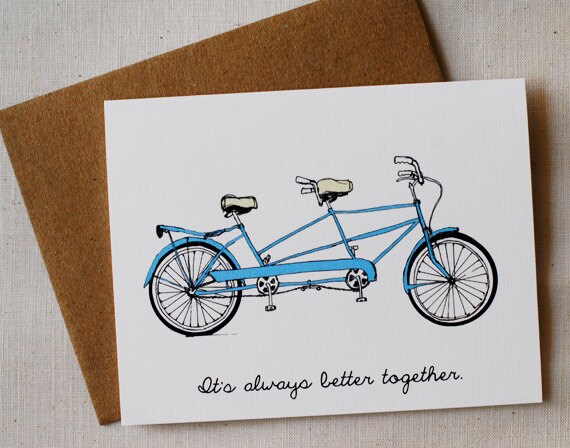 Tandem Bike Card It's Always Better Together 