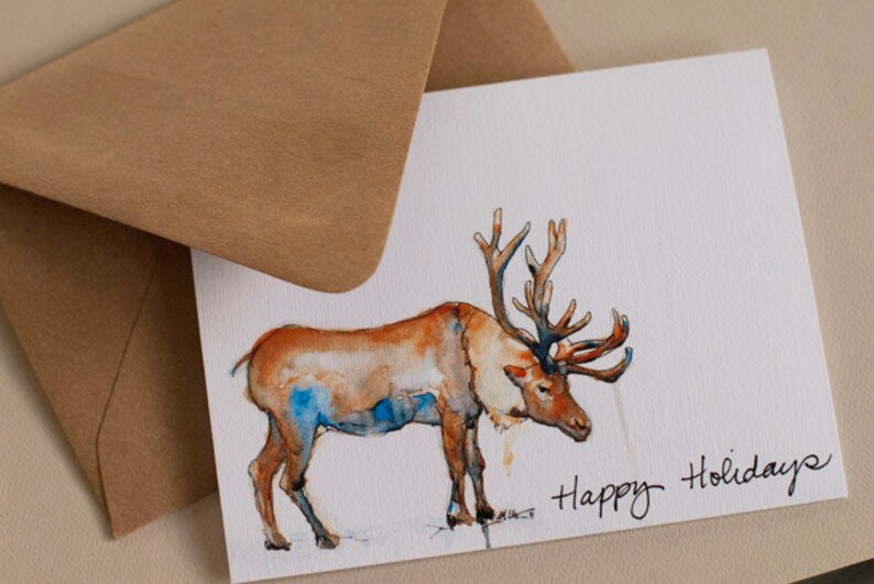 Happy Holidays Rentier-Karte | Etsy