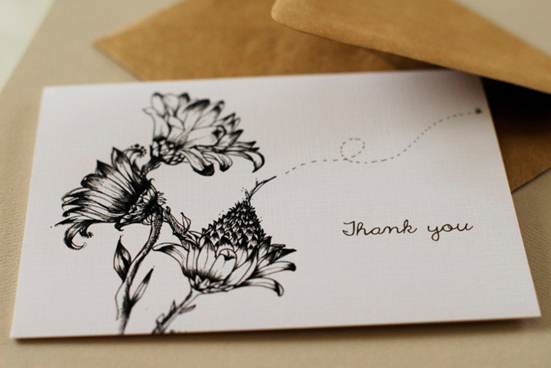 Flowers- Thank You Set of 6 - Etsy