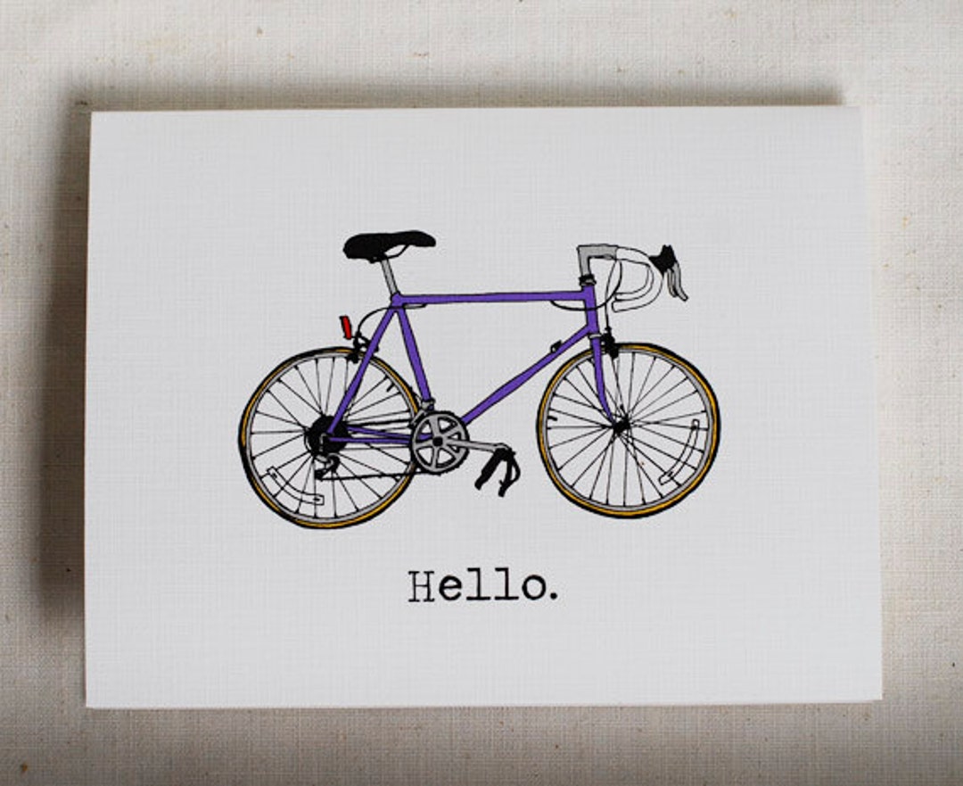 Road Bike Hello- Blank Card - Etsy