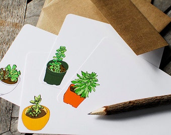 Succulent Flat Note Cards- Set of 8