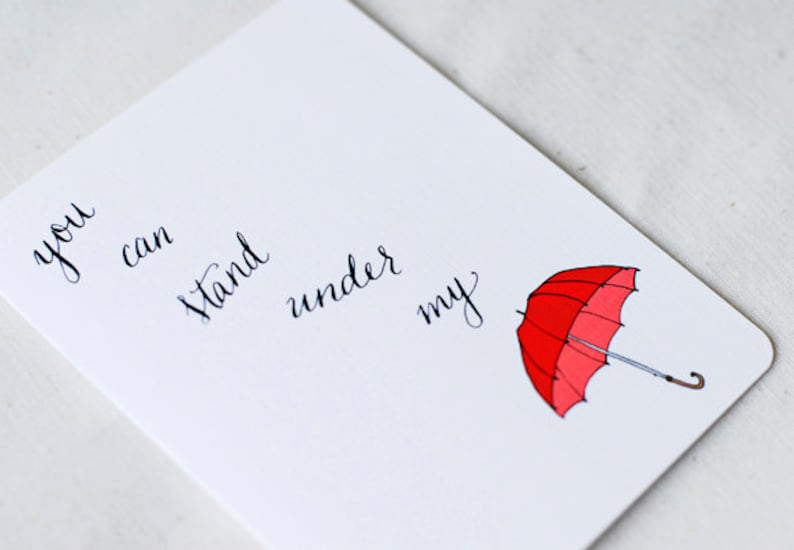 You Can Stand Under My Umbrella Blank Card Etsy