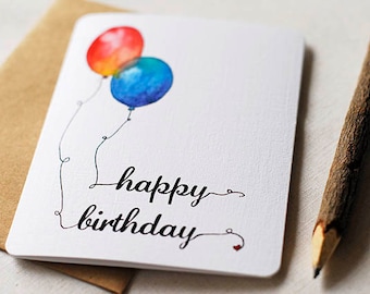 Watercolor Balloons- Birthday Card